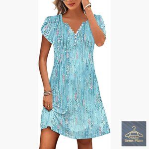 Short Sleeve A-Line Sundress with Pockets, Casual Summer Dress